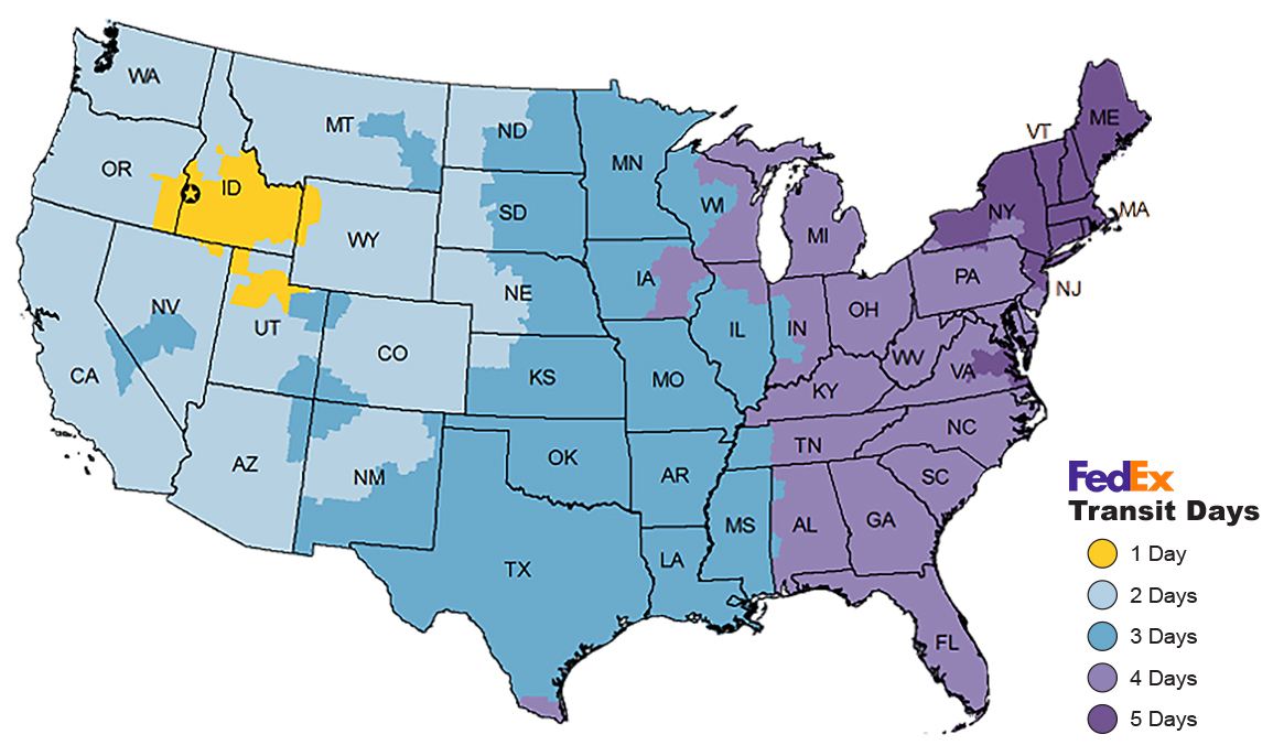 Caldwell FedEx Map